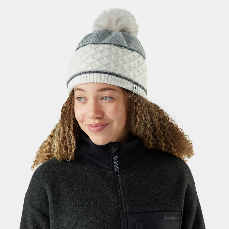 Smartwool Cable Knit Colorblock Pom Beanie Winter Hat