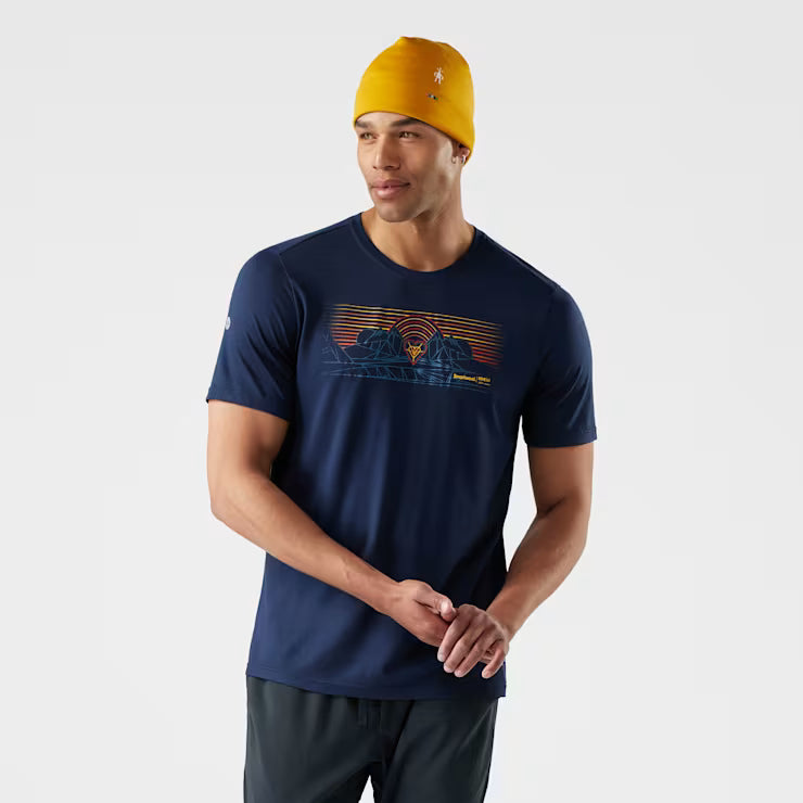 Smartwool Men's Mountain Sunrise Active Short Sleeve Graphic Tee Shorts