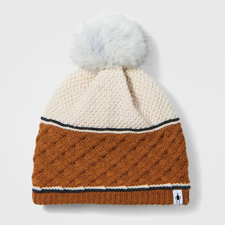 Smartwool Cable Knit Colorblock Pom Beanie Winter Hat - Image 2