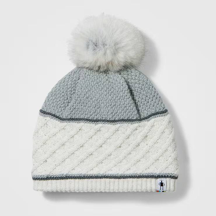 Smartwool Cable Knit Colorblock Pom Beanie Winter Hat - Image 2